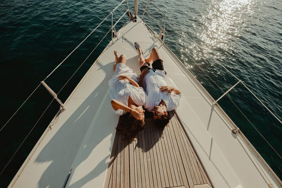 Agios Nikolaos: Golden Hour Sailboat Tour with Wine & Snacks - Leaving Agios Nikolaos and entering Mirabello Bay