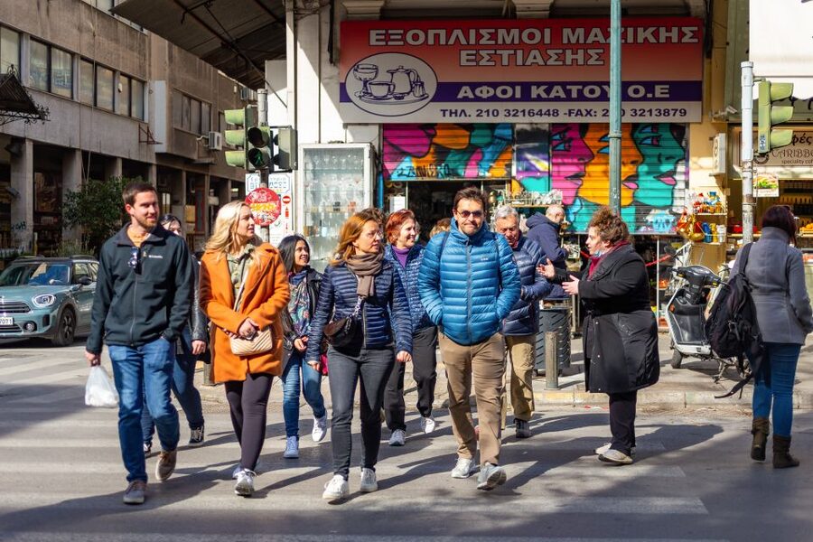 Athens: Food Market Visit and Cooking Class with Wine - Sitting down to eat what you made