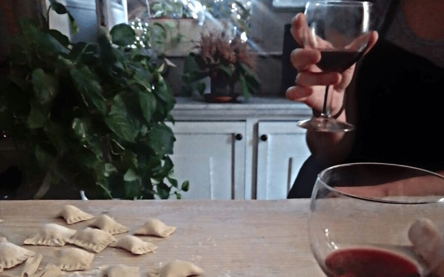 Catania: Pistachio Ravioli, Pasta Home Cooking Class w/ Wine - Making pasta dough with Angela’s close guidance