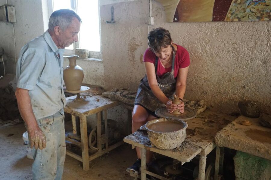 Crete: Full-Day Cretan Wines, Olive Oil, Raki and Food Tour - Raki, the old wine press, and a generous welcome