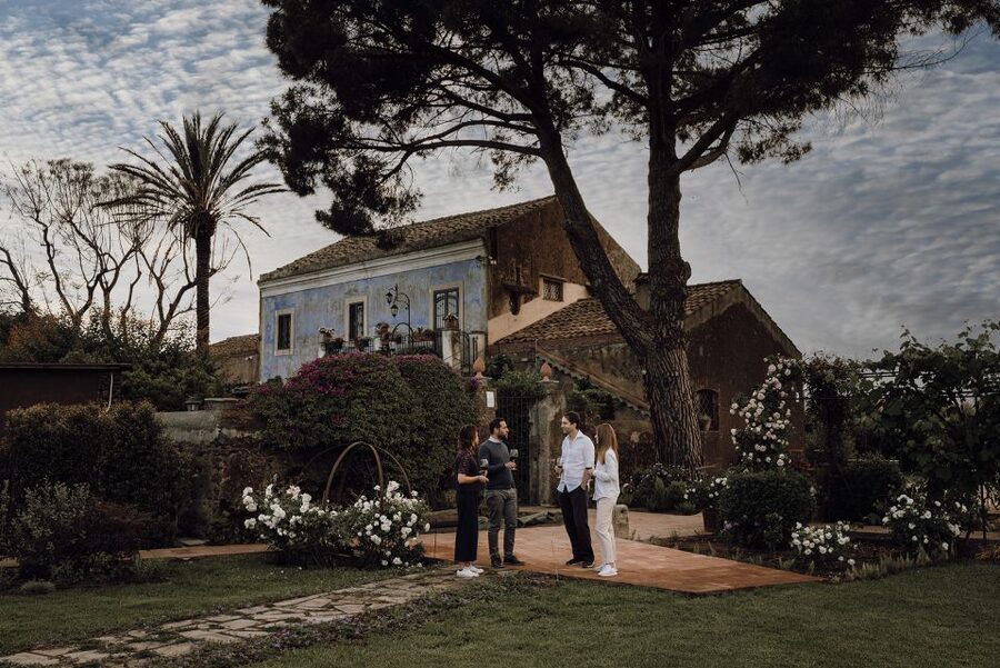 Etna Urban Winery, Vineyard Walk & Sunset Tasting Dinner - The main course and courtyard finish