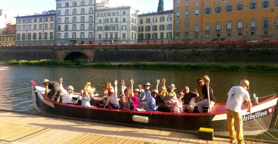 Florence: Authentic Barchetto River Cruise with Wine & Guide - Boarding the wooden barchetto