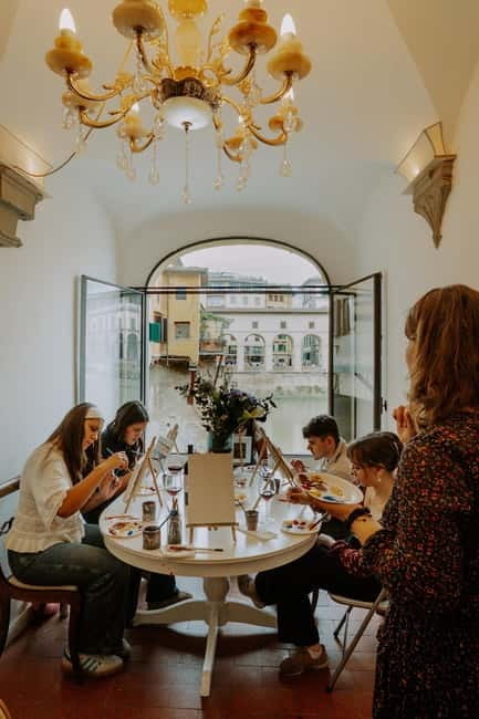 Florence: Paint&Wine with the view of Ponte Vecchio - Chianti and organic blackberry wine