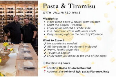 Pasta & Tiramisu Cooking Class with Unlimited Wine