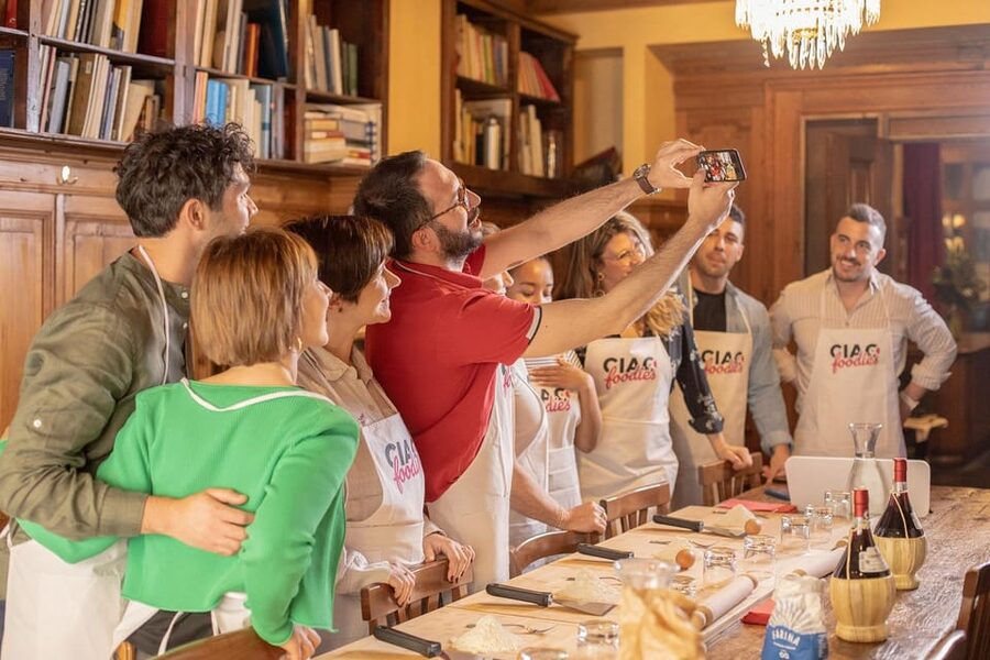 Florence: Pizza and Gelato Experience with Unlimited Wine - Mixing pizza dough from flour, water, and yeast