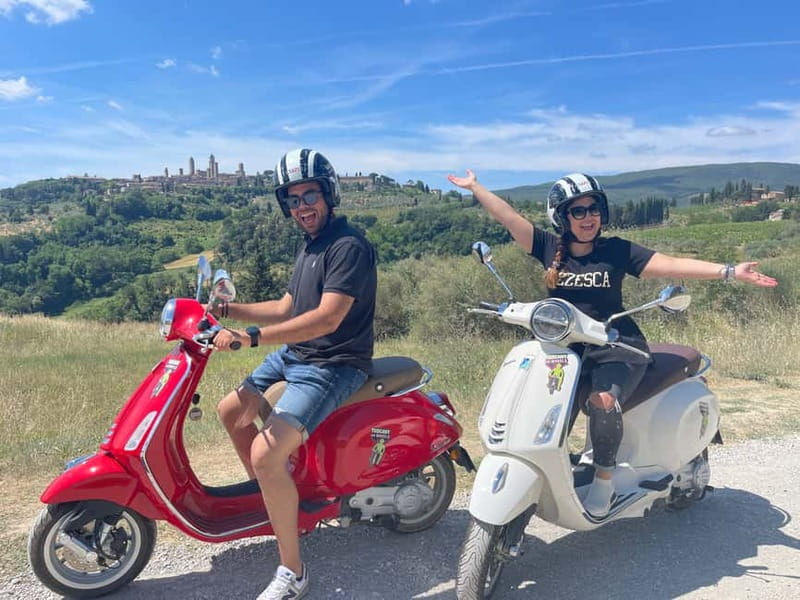From Florence: Tuscany Vespa Tour with Lunch & Wine - Seeing San Gimignano from the surrounding hills