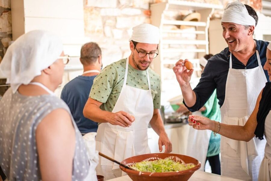 Greek Cooking Class with a Local Chef, Wine, & Meal in Drios - The welcome drink sets the tone
