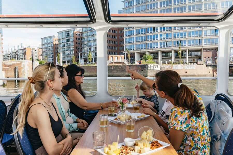 Hamburg: Harbor Cruise with Wine and Cheese - A sunset cruise through Hamburg’s working harbor