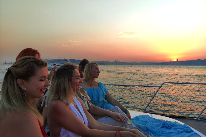 Istanbul Bosphorus Sunset Cruise with Wine on a Luxury Yacht - European shore highlights: palaces, mosques, and bridges