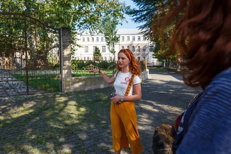 Kutaisi walking tour with A GLASS OF FINE WINE - First Gymnasium and the White Bridge
