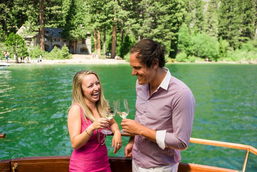 Lake Tahoe: Emerald Bay Sunset Wine Tasting Yacht Cruise - Fannette Island and the return around Emerald Bay