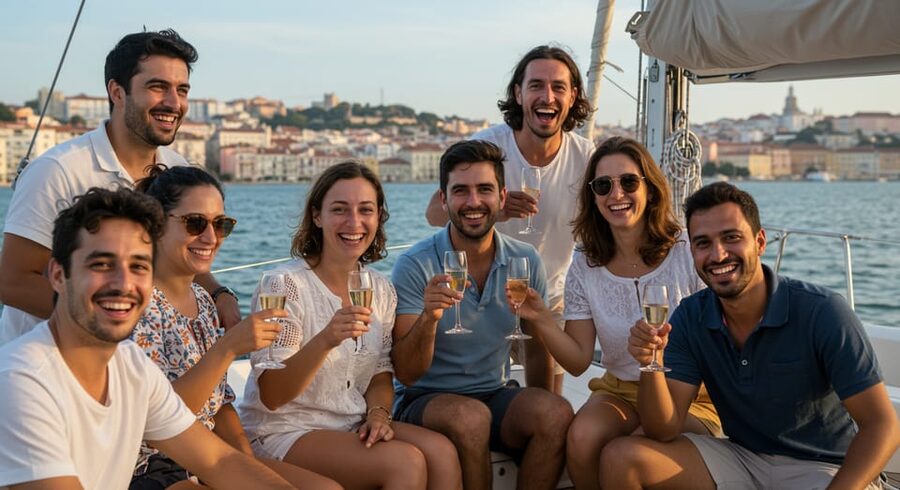 Lisbon: Champagne Sailing Tours - The Tagus and the open stretch toward the ocean