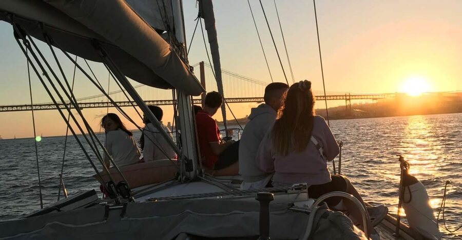 Lisbon Sunset Sailing – Small Group (max 10) Wine & History - The 25 de Abril Bridge From Below