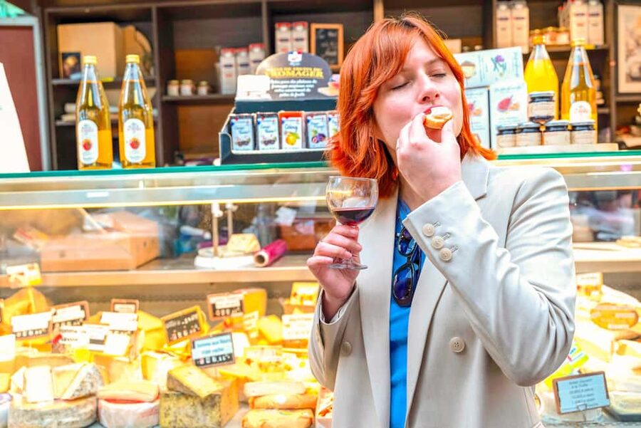 Paris: Champagne and Oysters Food Tour - The covered market brings cheese and cider