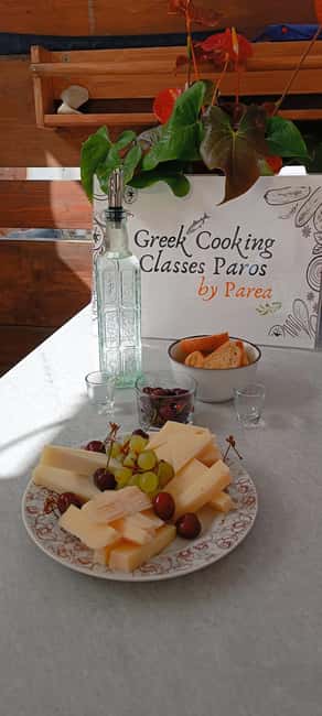 Paros: Greek Cooking Class with Meal and Wine - Starting with Olive Oil, Cheese, Olives, and Souma