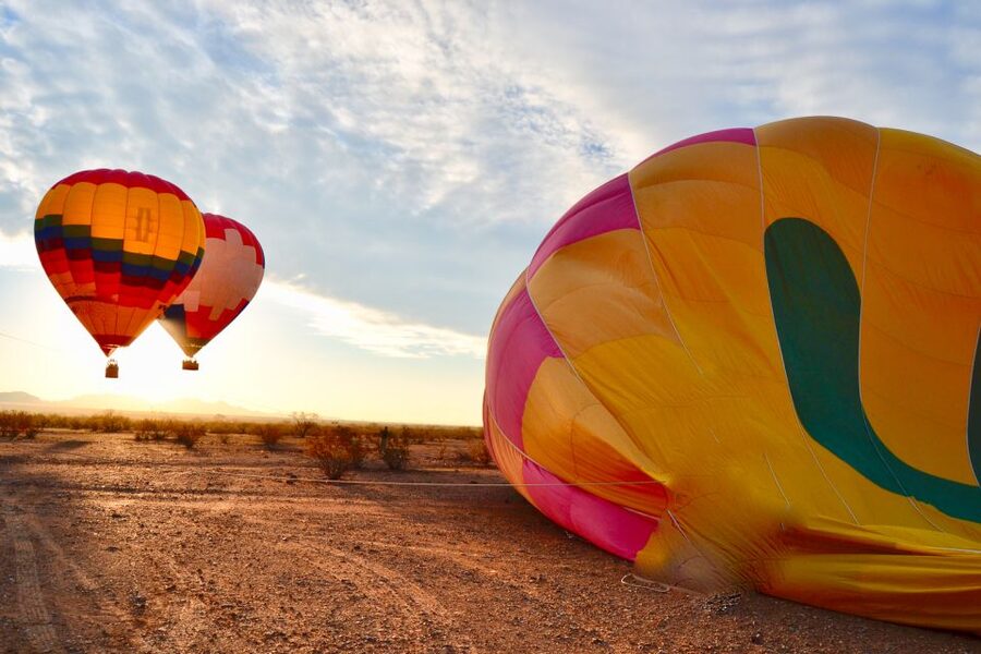 Phoenix: Hot Air Balloon Flight with Champagne - Helping the giant balloon come alive