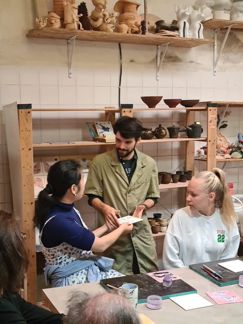 Porto: Tile Painting Workshop with Tea and Port Wine - The welcome, tea, and studio setting