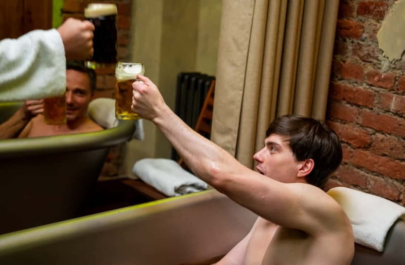Prague: Beer and Wine Spa Bath with Salt Cave Experience - The salt cave and fireplace finish