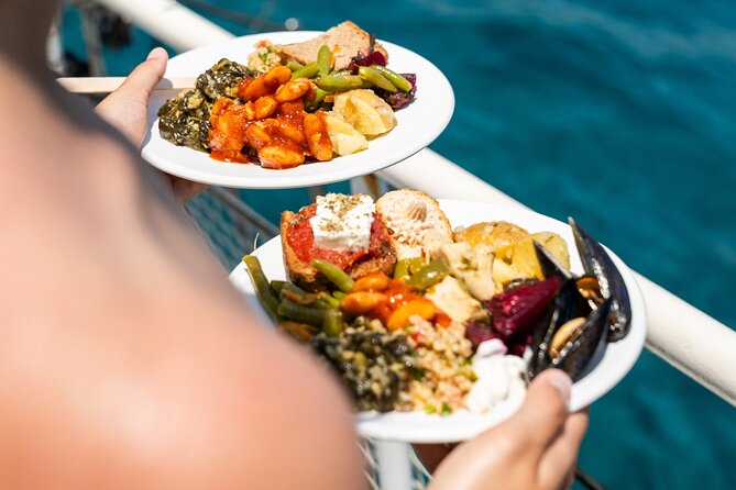 Rhodes Bay to Bay Swim Cruise-Greek Buffet w/wine included - Comfort, Space, and Service on the Romantika