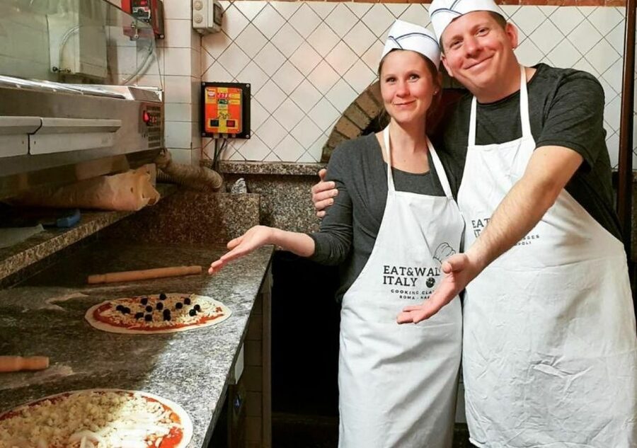 Rome: Pizza & Gelato Making Class with Wine & Limoncello - Eating the meal you made
