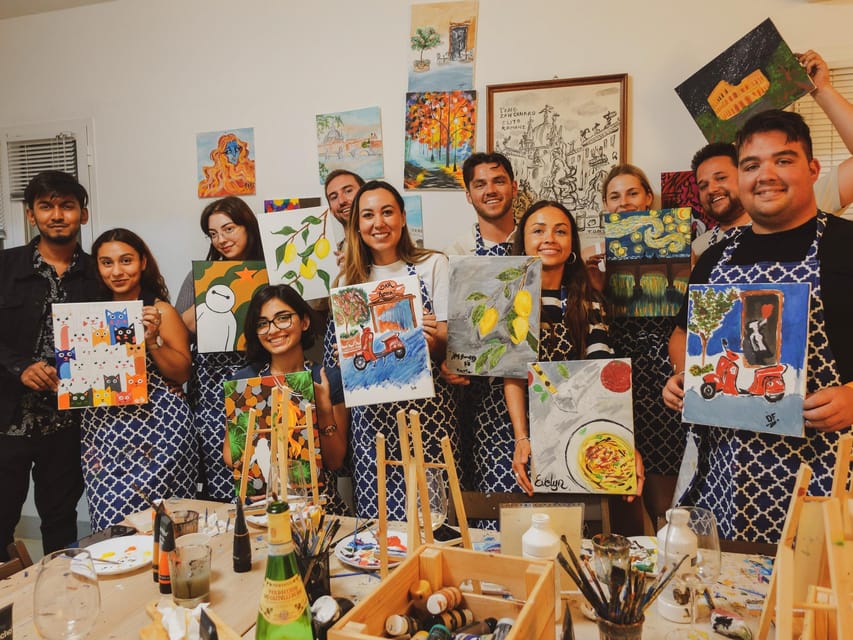Rome: Tipsy Painting Class with Fine Wine and Arts - Unlimited Wine, Music, and Roman Pizza
