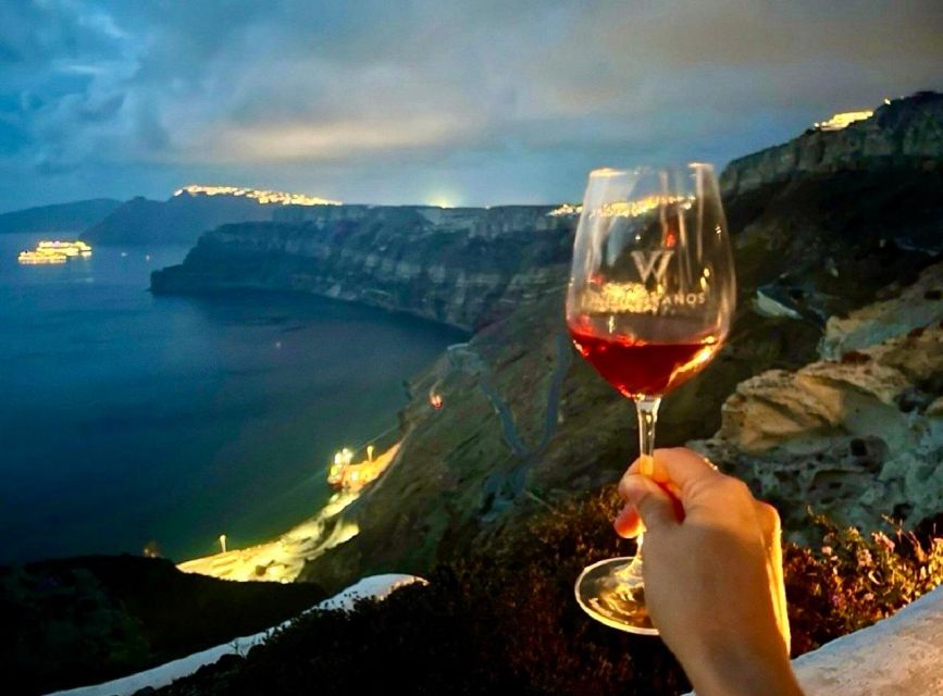 Santorini: Tour of Wineries with Wine Tasting & Food - The final stop: wine with a Santorini sunset