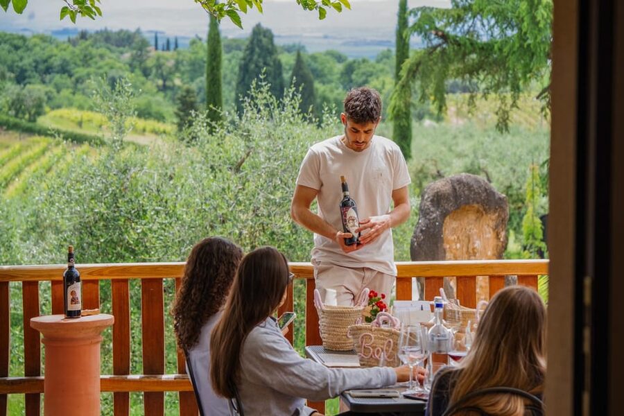 Siena: winery tour, wine tasting and lunch - Walking through the vineyards to San Giorgio