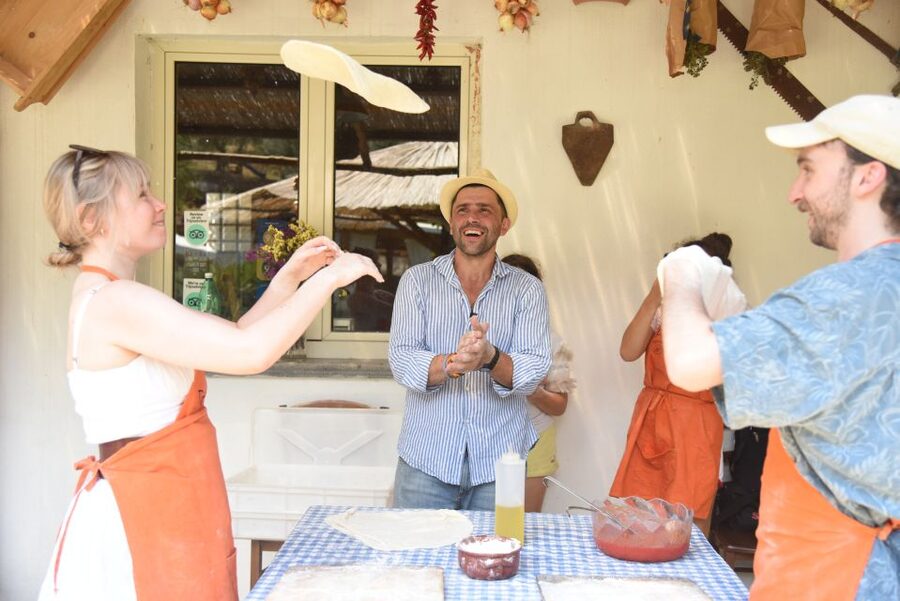 Sorrento: Pizza Lesson, Wine, and Limoncello at a Local Farm - A welcome drink and a short pause outdoors
